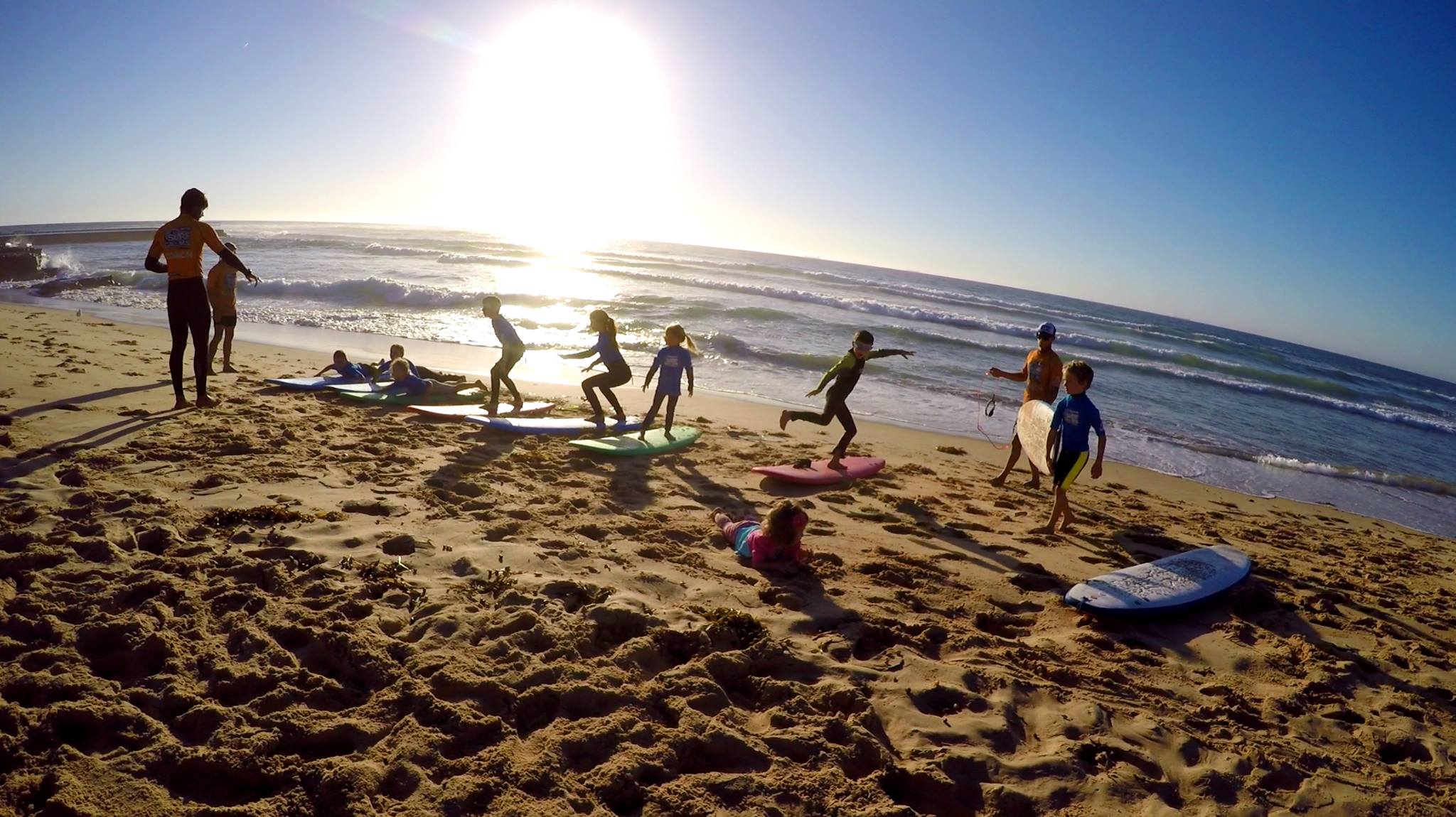 Hayden at sunrise surfing class