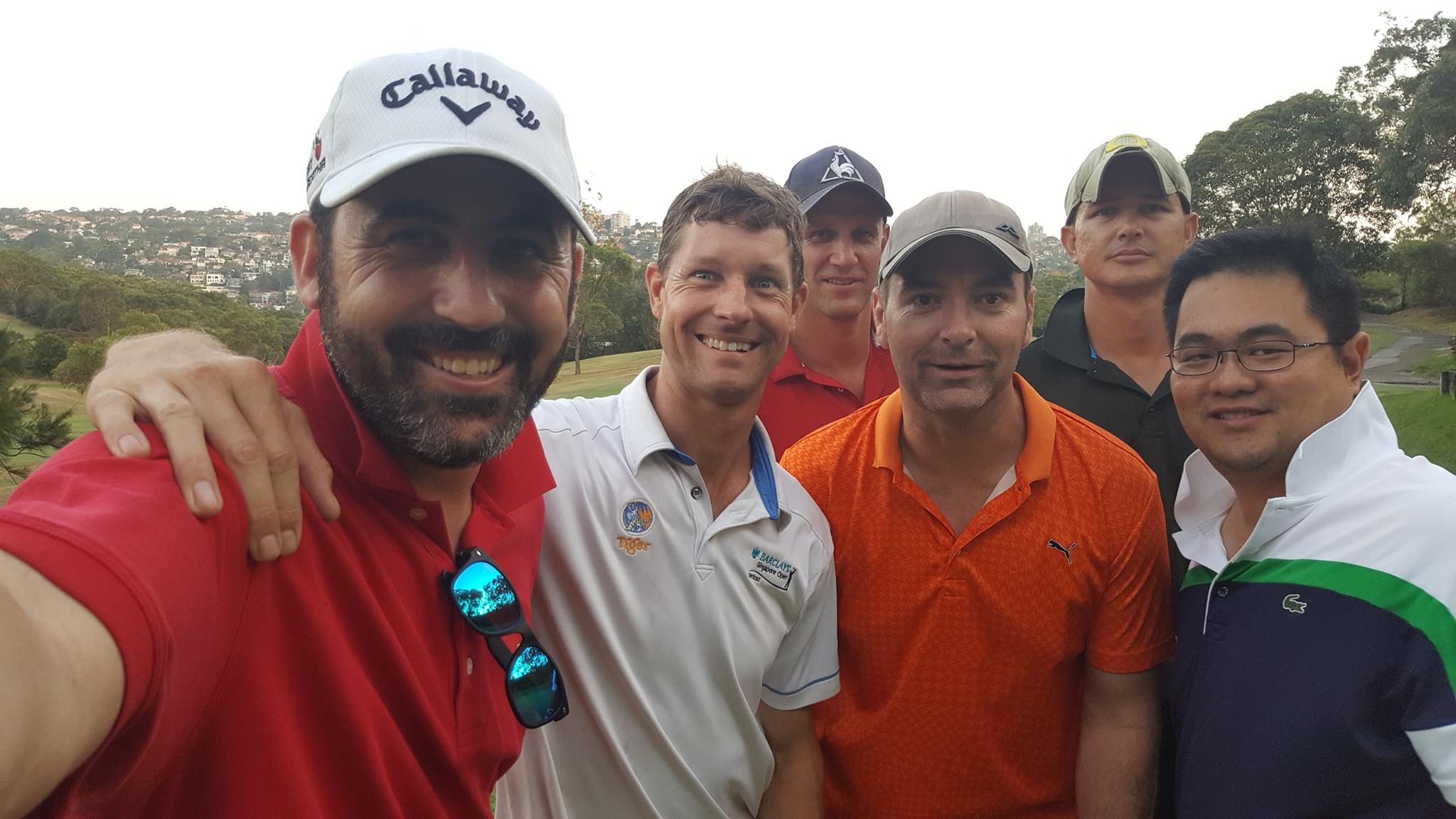 Michael Doig, Shane Murphy, Ben Knight, Sam Martin, Robert Filzer and Dennis Cu at Golf Day