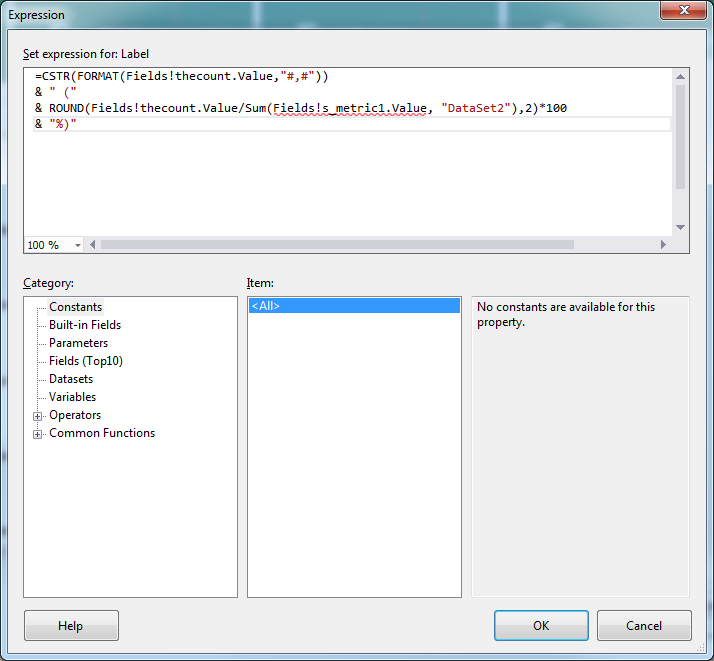 Ssrs Chart Data Label Expression