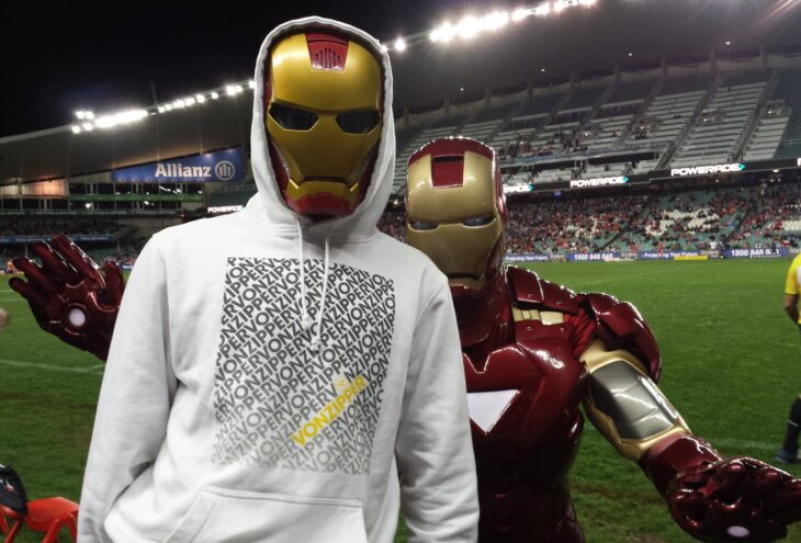 Nevan Doig is Iron Man at the Football