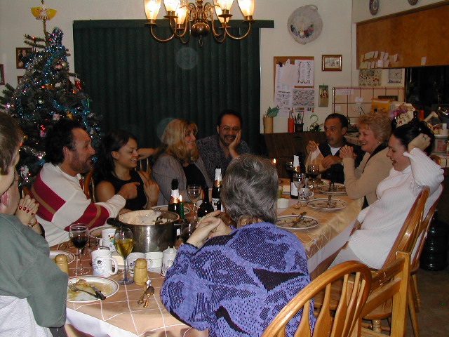 Christmas 2001 Dinner - Casey Barry, Adriel Moriah, Renee Eddo, Jim Shropshire, Eileen Shropshire, Jenifer Doig & Linda Leader