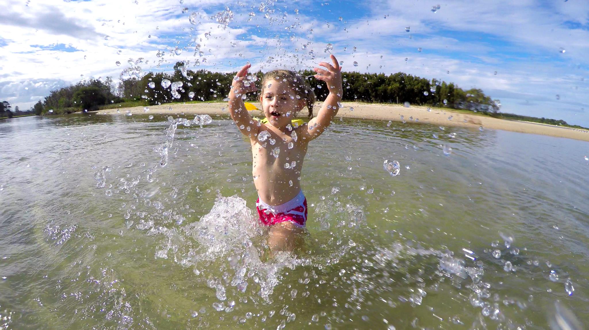 Katherine loves splashing 