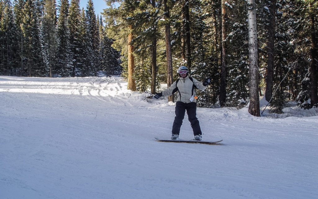 Jaimee Woolard Callies boarding at Durango Mountain Resort, Colorado