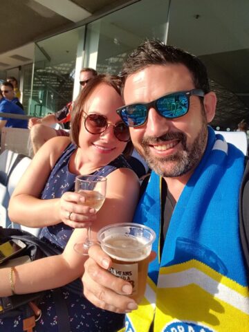 Easter Monday, Parramatta Eels v Tigers from the catered box, let the drinks flow because Louise Connolly and I may need it.