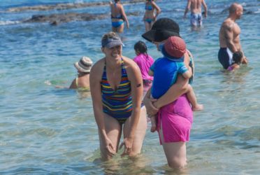 Holly Benstead and Jenifer Doig at the beach