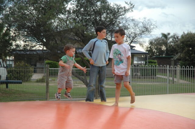 Kids enjoying the jumping pillow at the Big 4 Shoalhaven Heads Village
