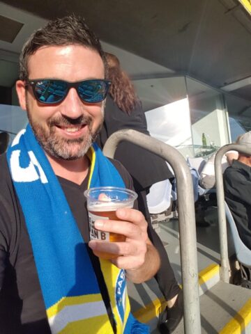 Easter Monday, Parramatta Eels v Tigers from the catered box, let the drinks flow because I may need it.