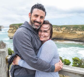 Louise Connolly and Michael Doig at Loch Ard Gorge during our Great Ocean Road trip