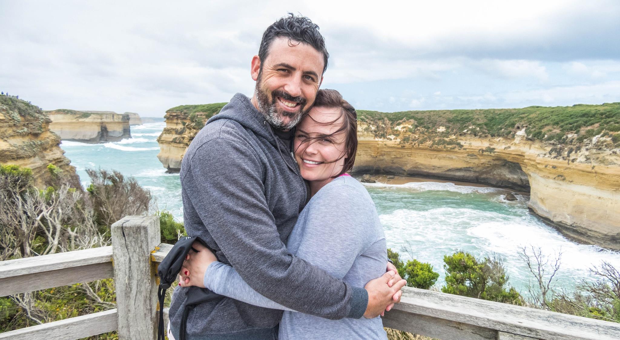 Louise Connolly and Michael Doig at Loch Ard Gorge during our Great Ocean Road trip