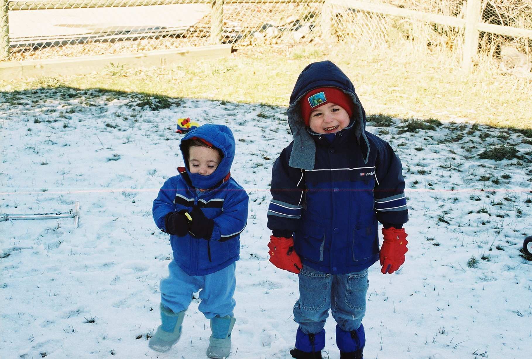 Nevan and Liam Doig when the snow started melting