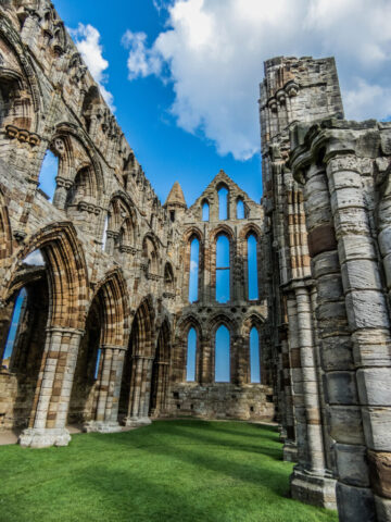 The Whitby Abbey ruins are absolutely spectacular - dominating the Whitby skyline, a north eastern English seaside town looking out over the North sea