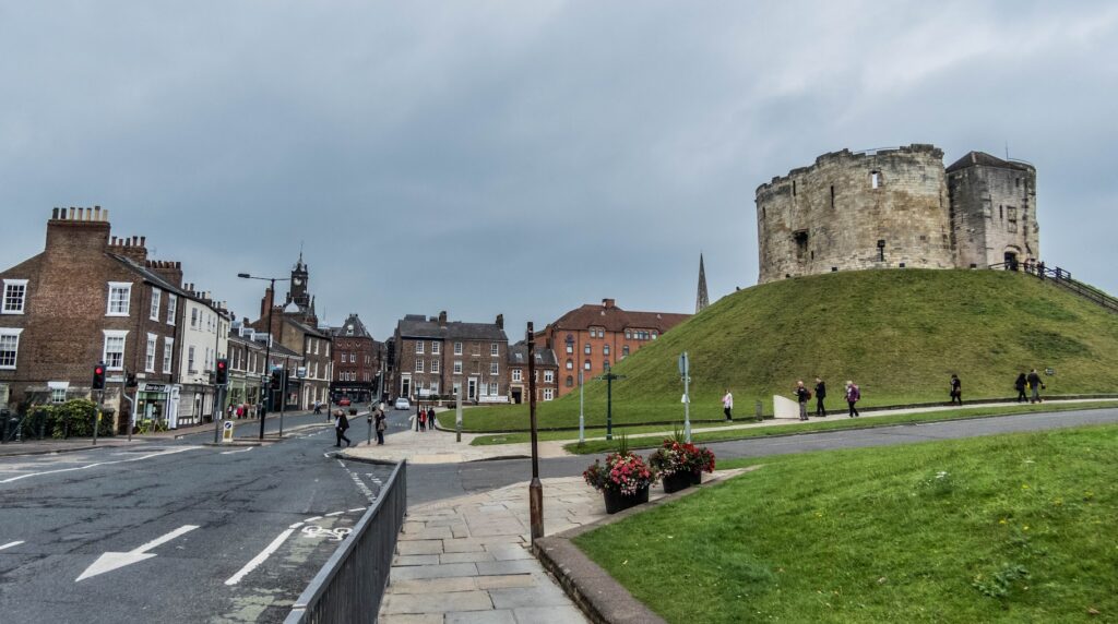 Approaching Clifford’s Tower, the last remaining part of York Castle.