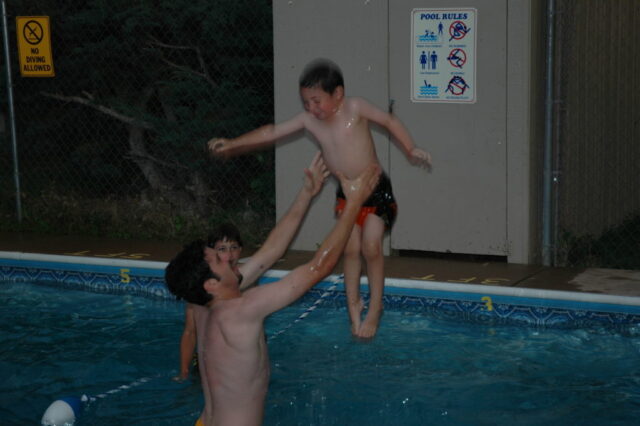 Northern Colorado Camping Trip - Father and Son pool fun