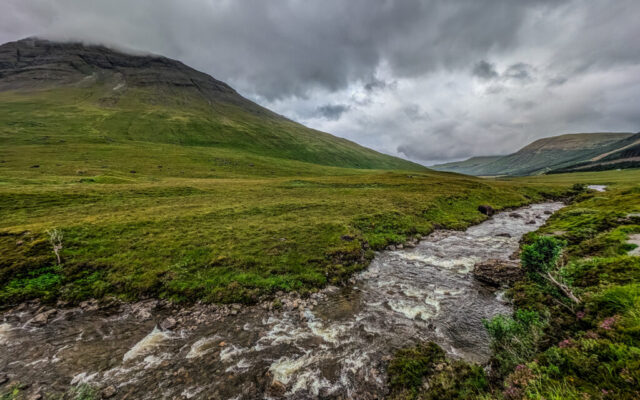 Looking back through the valley toward the carpark at the Fairy Pools, Isle of Skye