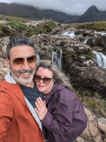Posing together at the Fairy Pools, Isle of Skye