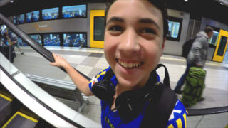 Liam figuring it out when we get off at Airport Station