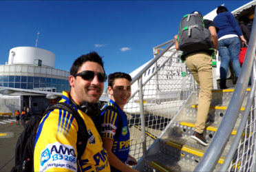 Michael & Liam Doig boarding to fly to Brisbane